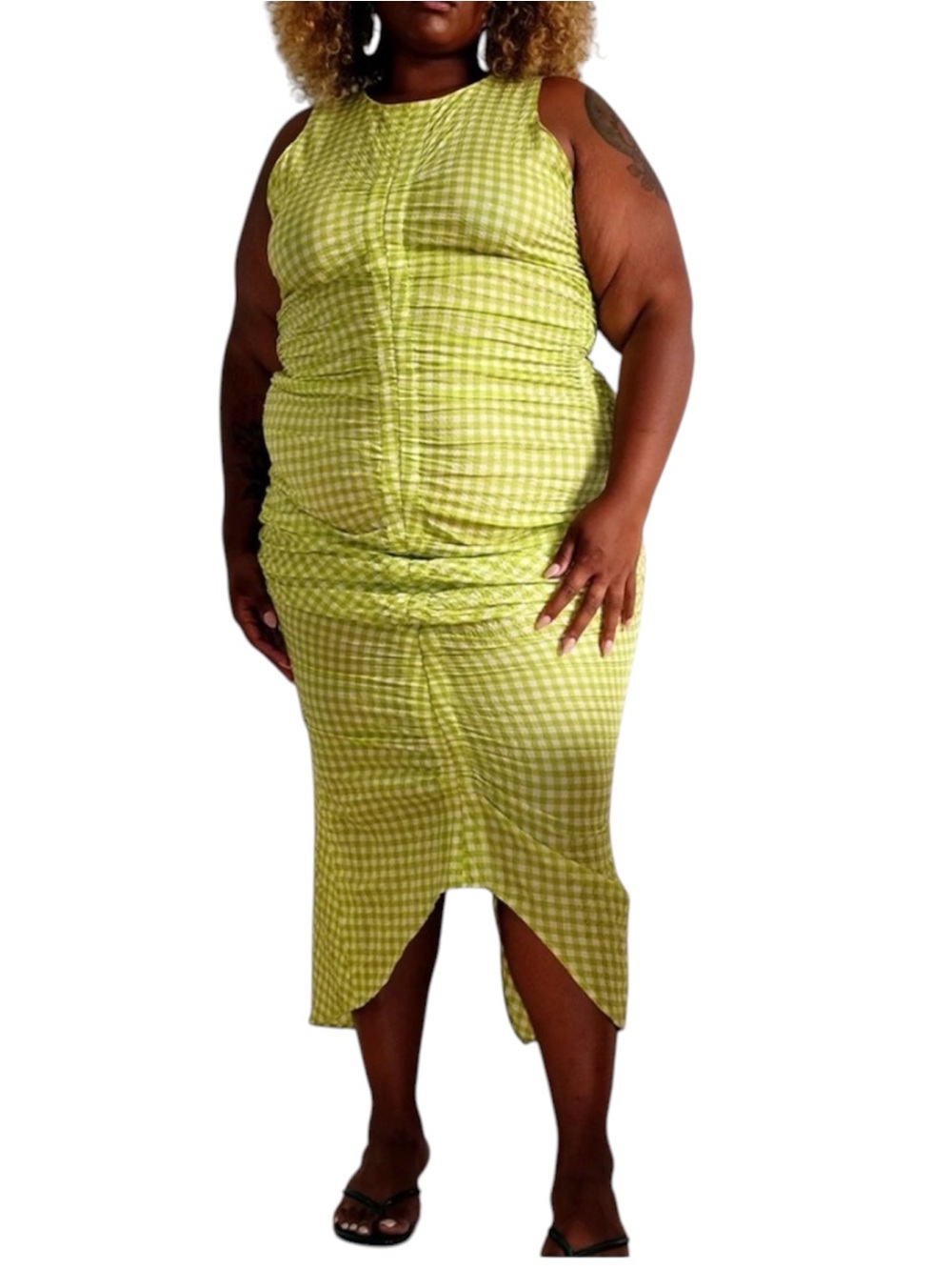 Wray Josephine seersucker gingham plaid sleeveless maxi dress size 4XL